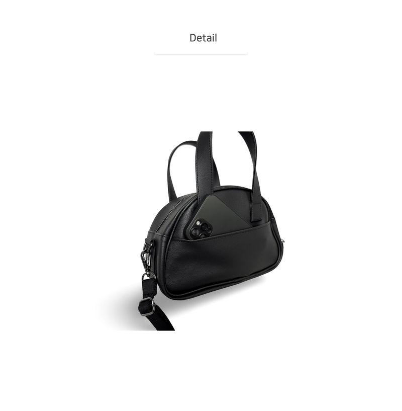 HALF MOON SHOULDER HAND BAG_SMALL-Canvas Black grey