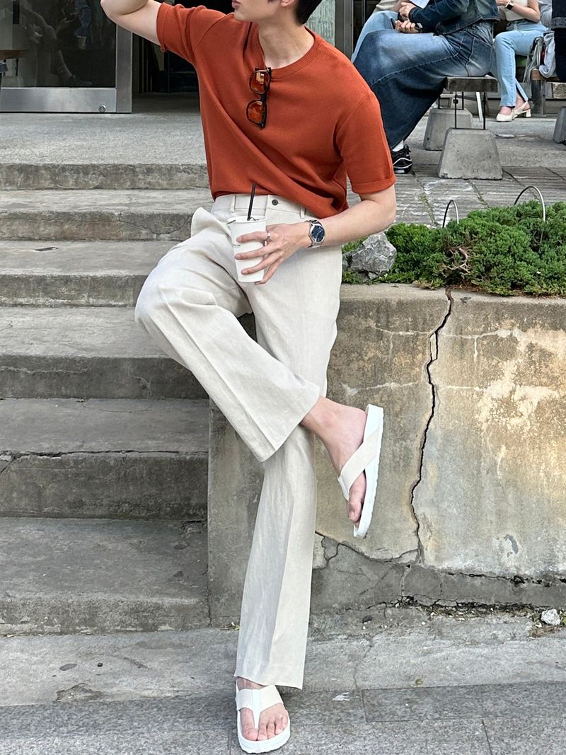 Summer linen ice back banding slacks (3 colors)