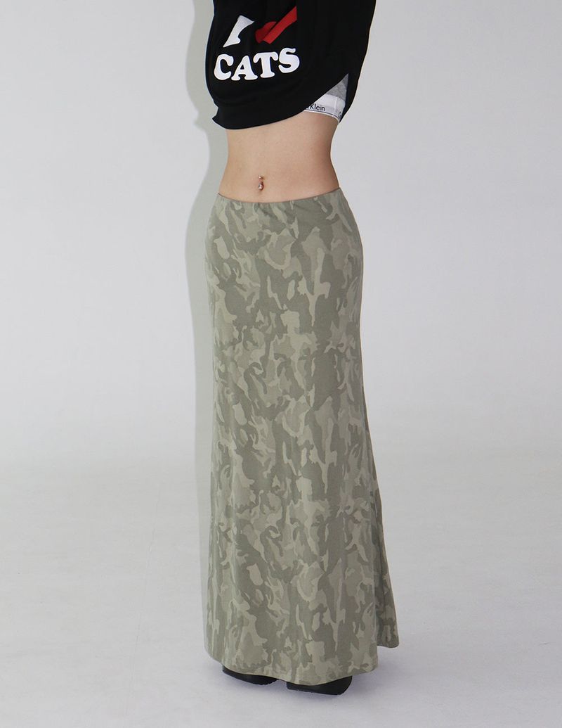 Camo Military Maxi Long Skirt