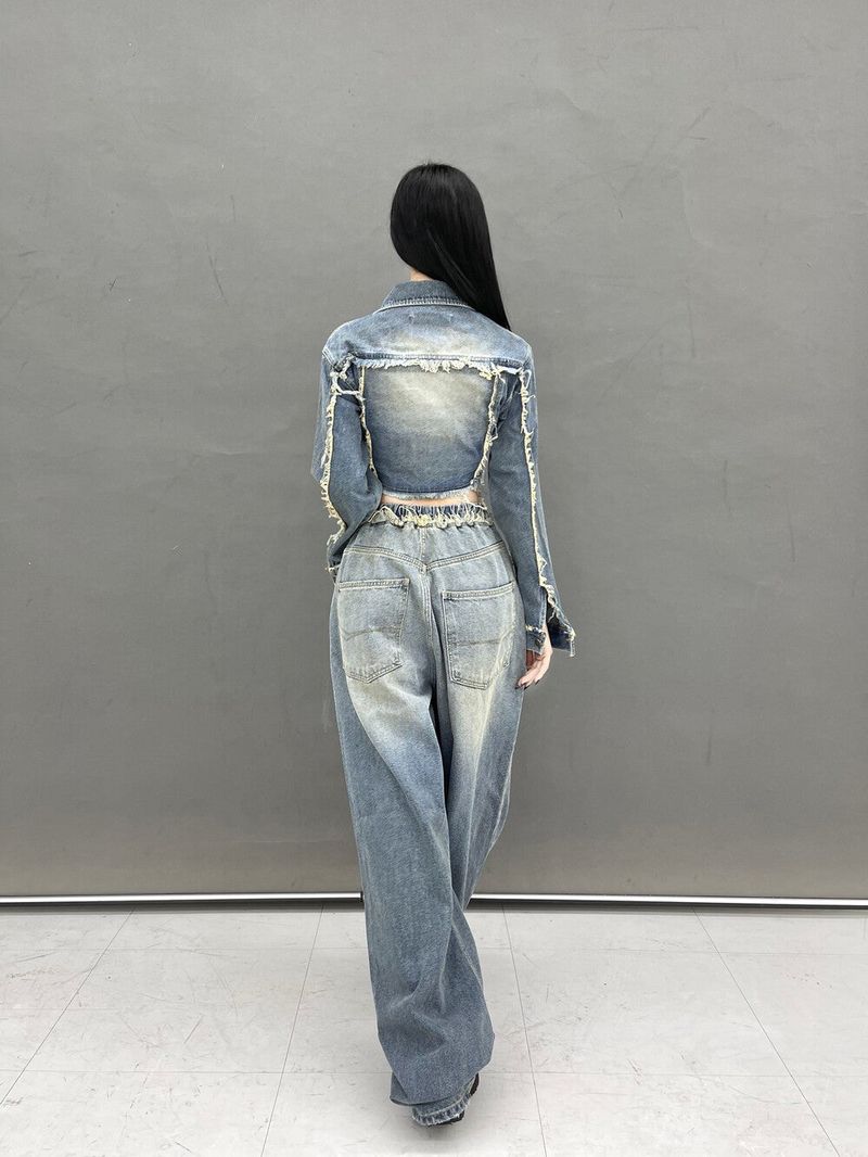 [High quality] 790. Jen damage wide denim pt