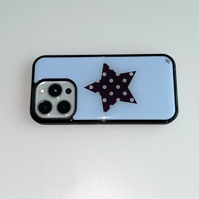 [MADE] POLKA STAR PHONE CASE BLUE (epoxy black bumper)