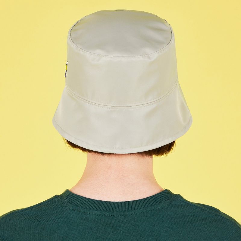 Stud Drop Over Fit Poly Bucket Hat Beige