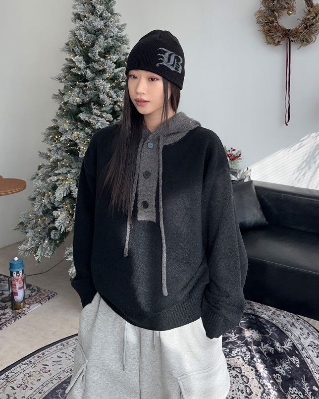Radif color matching hood knit
