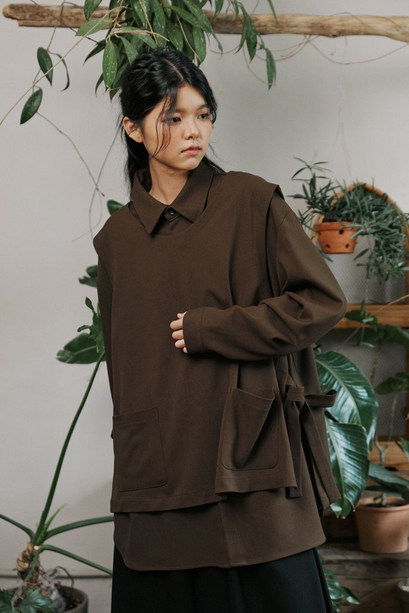 unisex shirts vest brown