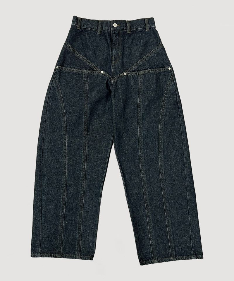 COLOR BLEACH WIDE DENIM PANTS