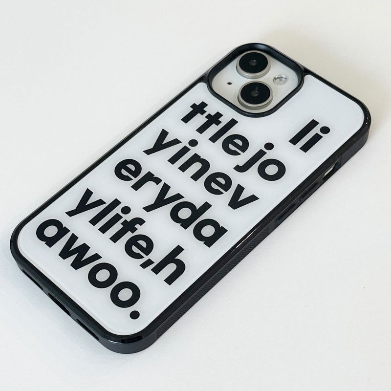 lettering glossy glass bumper case (white)