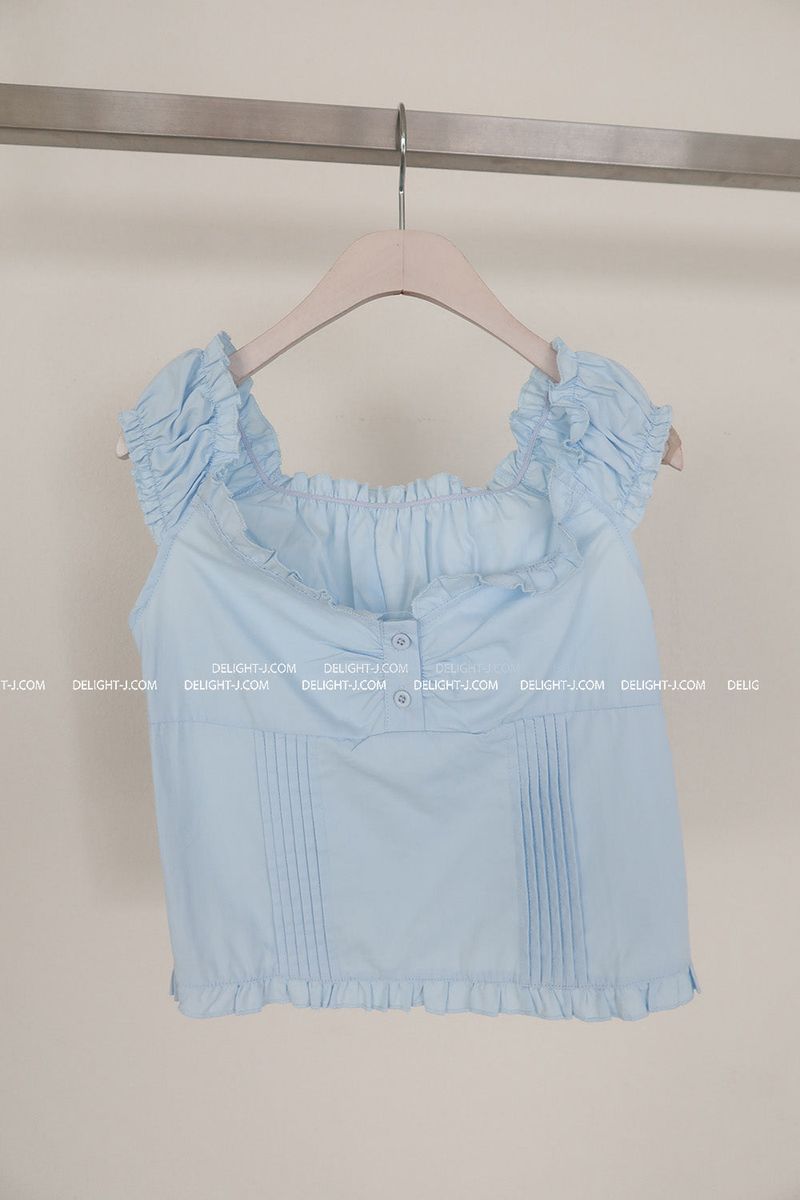 pintuck frill square off-shoulder blouse