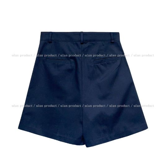 pintuck wide cotton half pants