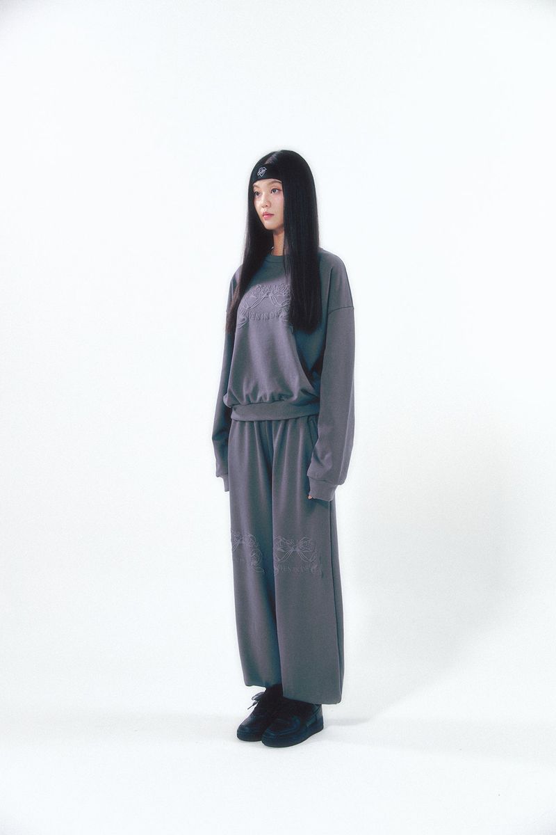 Knee Point Ribbon Jogger Pants Charcoal