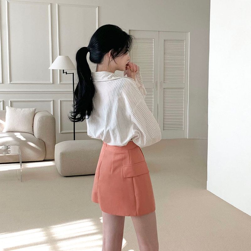 [4color] slit pocket mini skirt