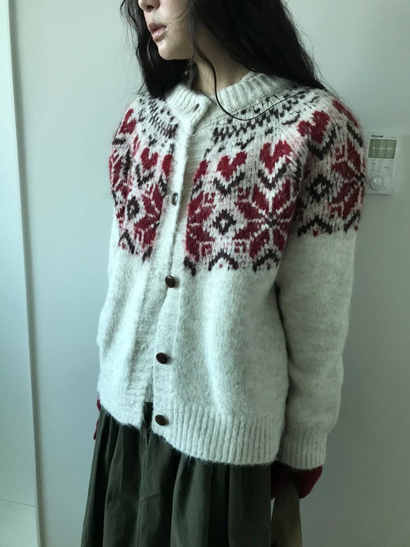 Roselle Heart Snowflake Cardigan (2color)