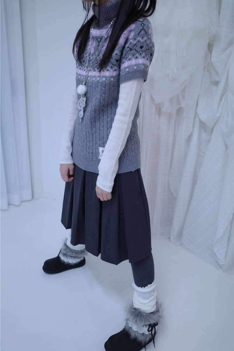Yoohoo pleats midi skirt (2color)