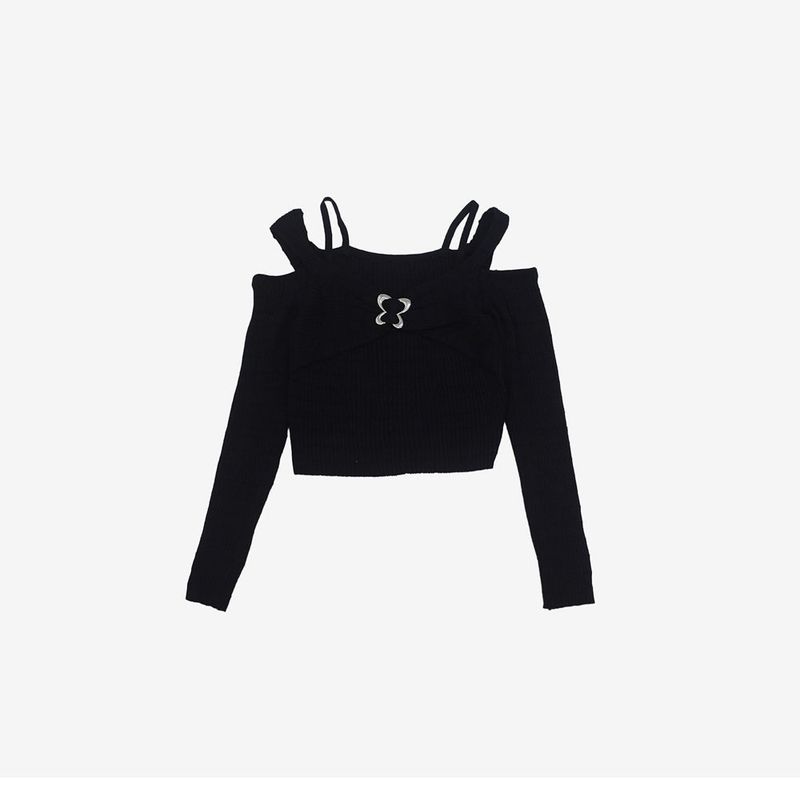 Mire off-shoulder cropped knitwear
