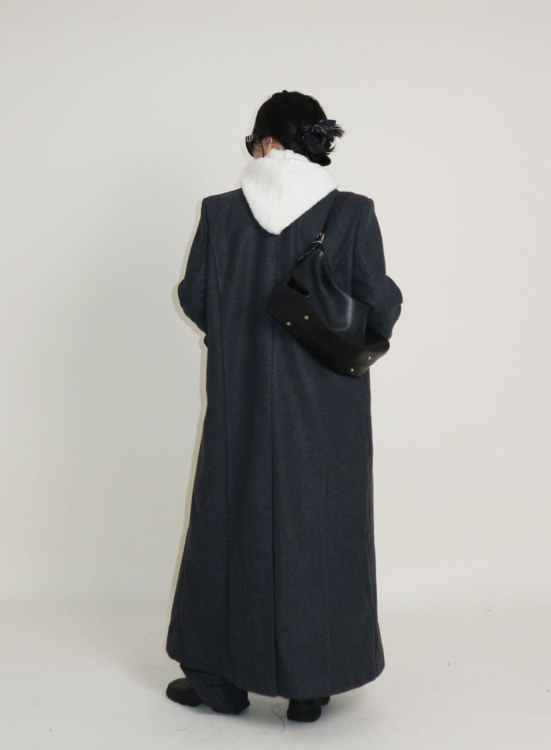 Stutch Solid Wool Long Coat (Lining Fleece-lined)