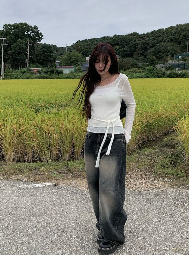 マイニングビスチェレイヤードニット