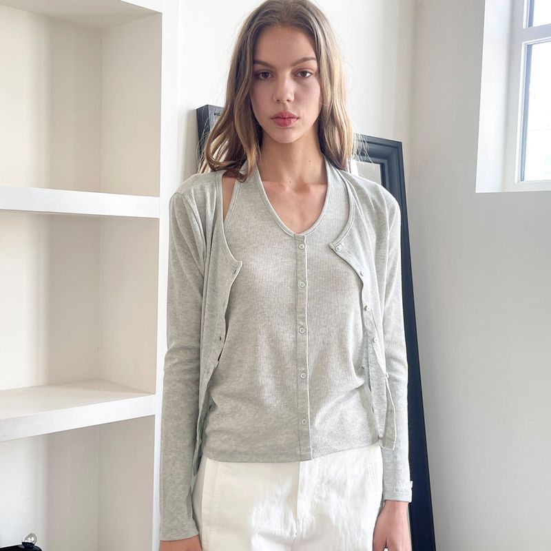 Summer Haulter Cardigan SET_Melange Gray