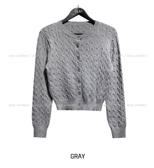 [U-BASIC] Laurent Round Cable Cardigan