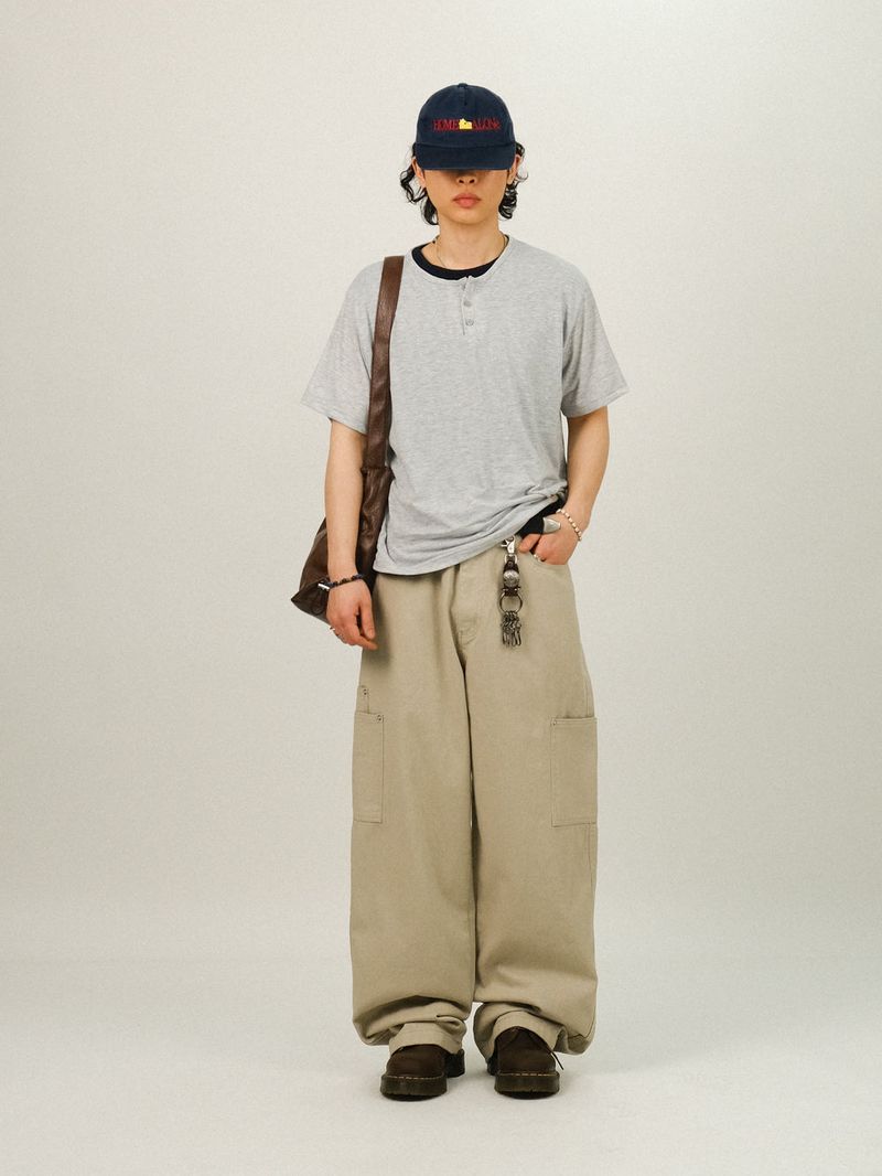 DE レイヤードポケットワイドパンツ