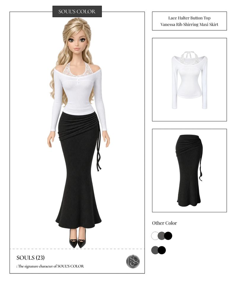 Lace Halter Button Top (3color)