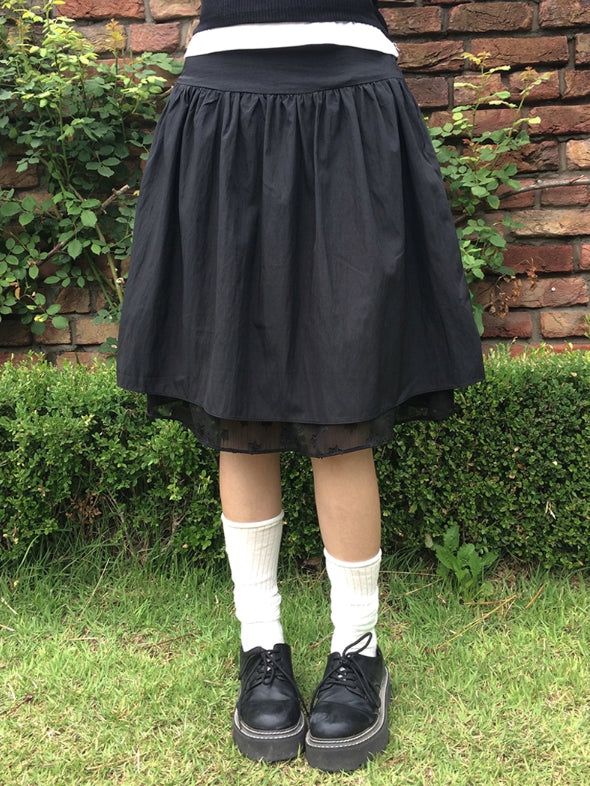 anyonemore（エニーワンモアー）の「Dia Star See-Through Lace Banding Midi Skirt（Skirts）」