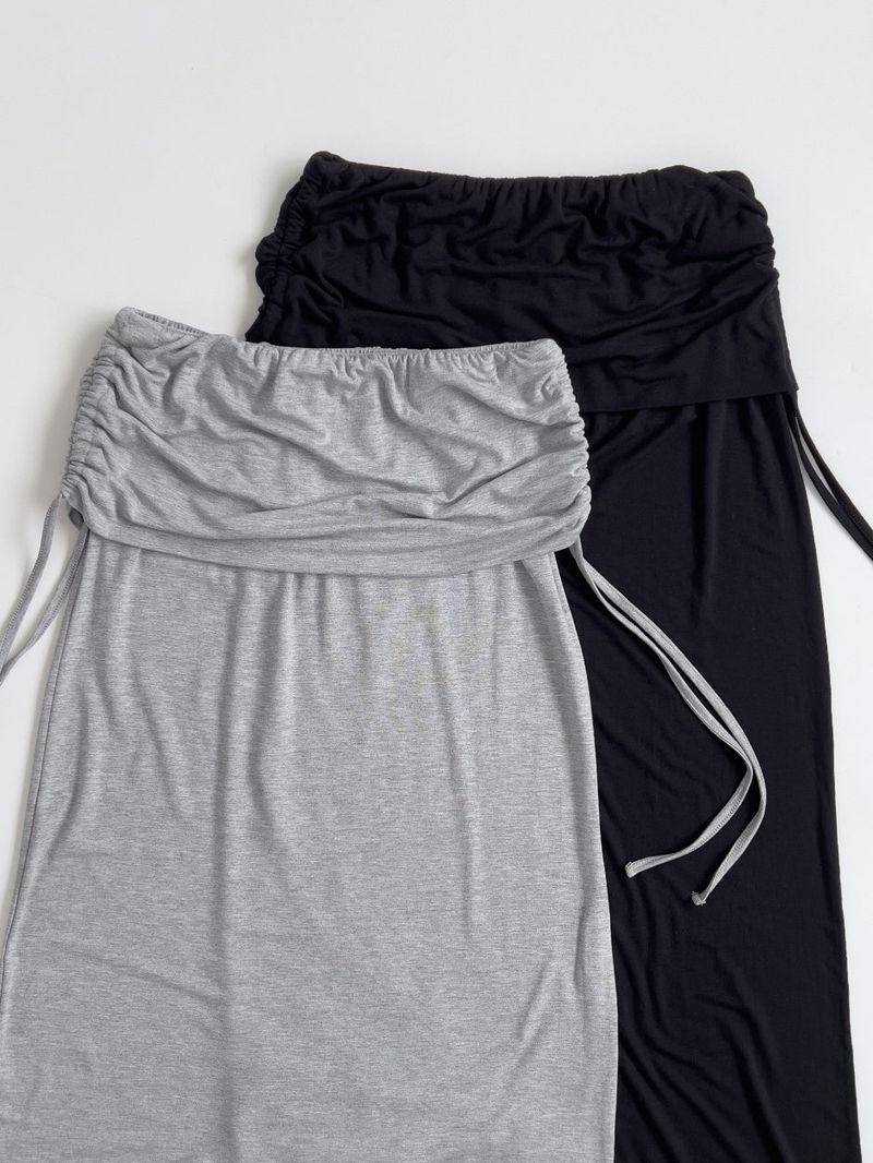 Shirred Layered Long Skirt