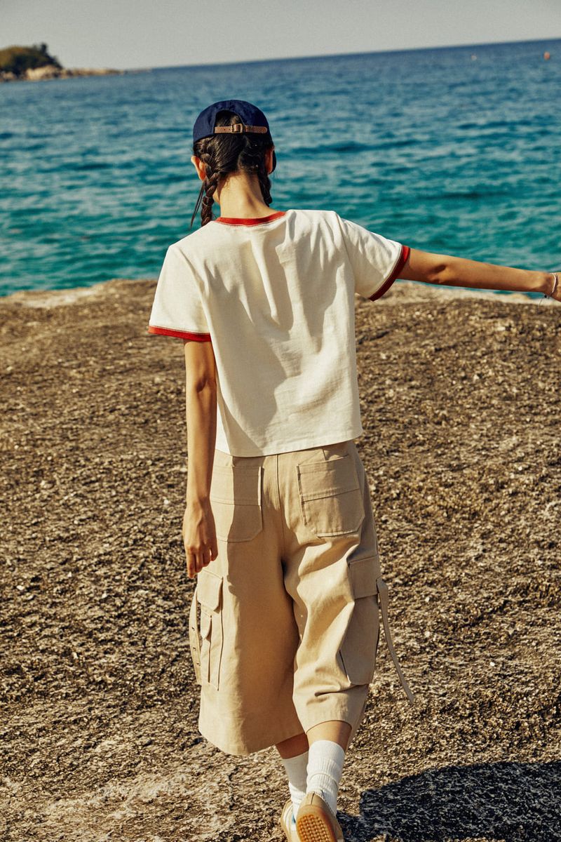(W) 9229 Over printed Ringer T-shirt
