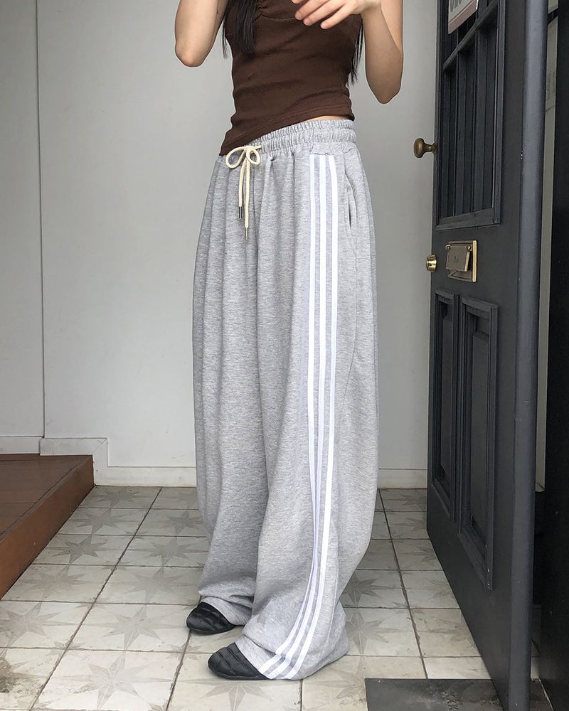 Kinda track snap button wide long sweat pants