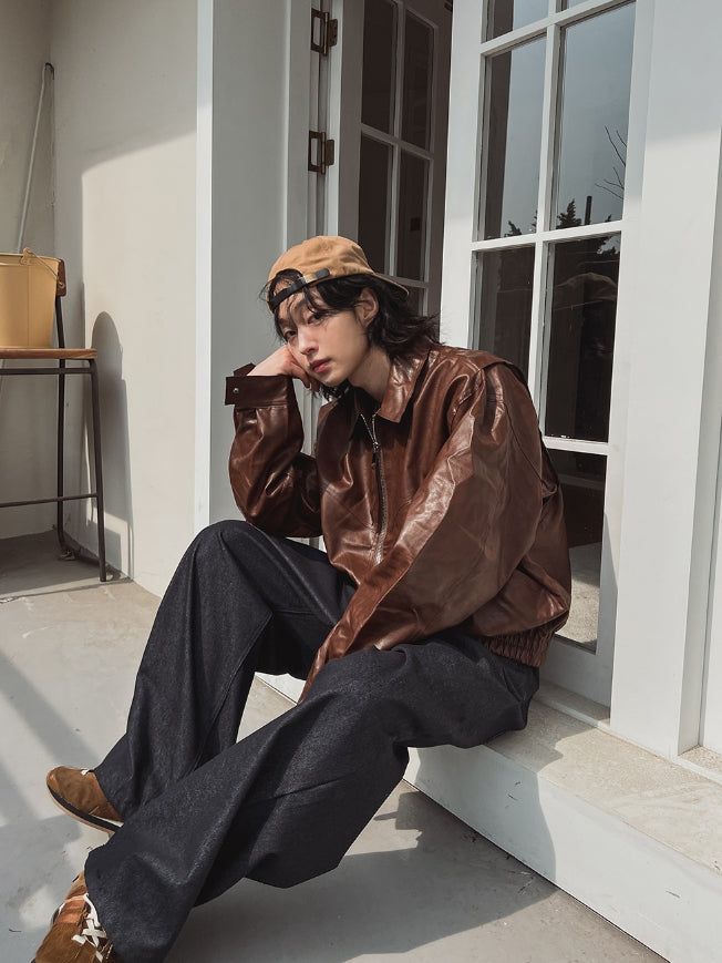 Roine Collar Leather Jacket