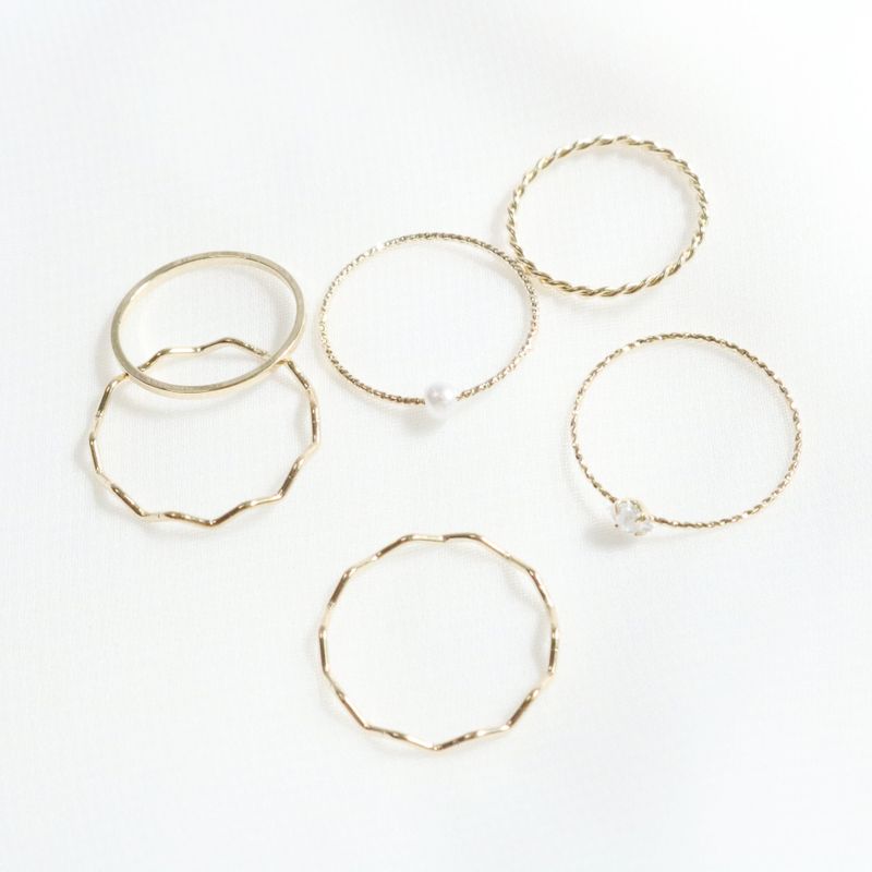 Daily layered ring 6 set (2 color)