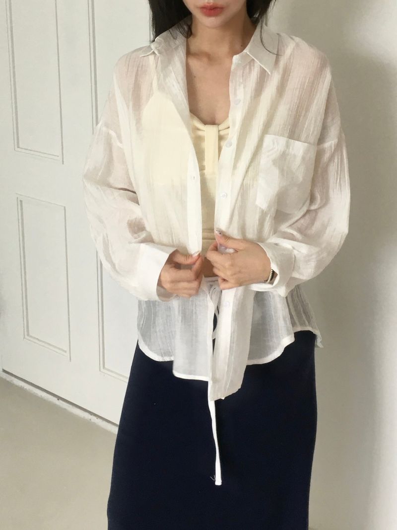 Airy Shell See-Through Shirt (7c)