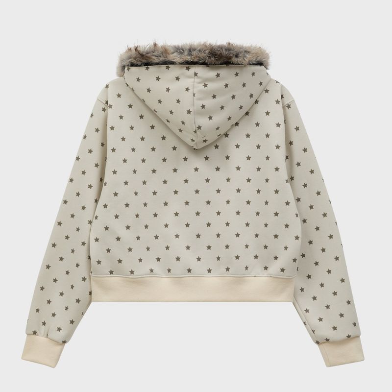MOONLIGHT Applique Fur Hood Zip Up