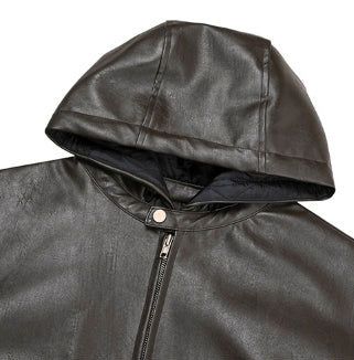 DL Leather Hooded Jumper (4oz)