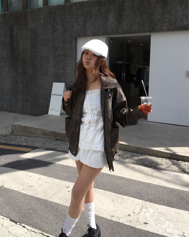 [Made] Rene leather jacket -brown