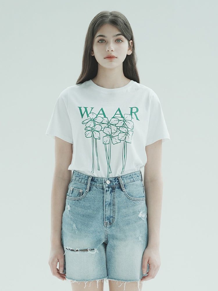 WAAR(ワル)の「T1009 W FLOWER T-SHIRT_WHITE(Tops)」