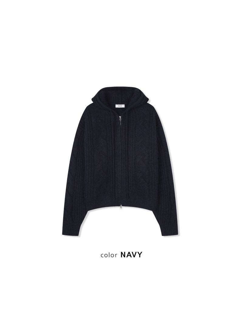 Ether Heavy Wool Knit Hooded Zip-Up (4 Colors)