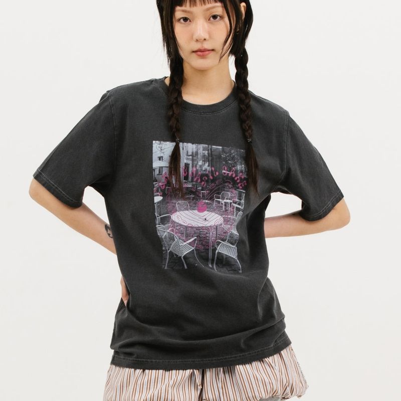 MATT AND MEL（マットアンドメル）の「テラスピグメントTシャツ_チャコール（トップス）」