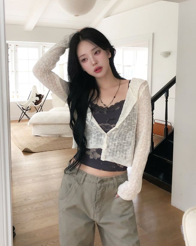 ULAN（ユレン）の「Louve Slub Knit Hooded Cardigan（Tops）」