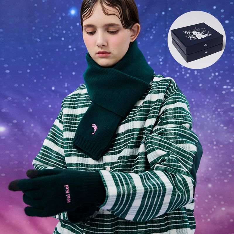 [Gift Box] Dolphin Cashmere Muffler + Gloves SET