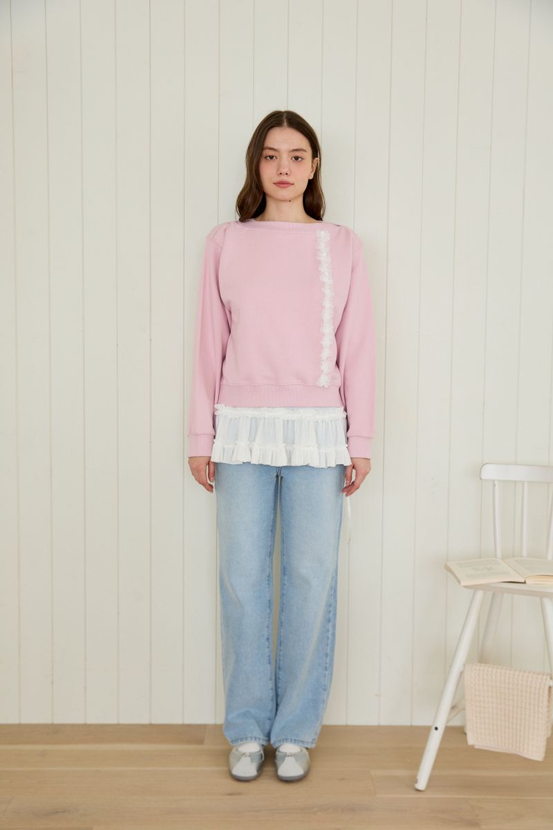 PINK PINEAPPLE（ピンクパイナップル）の「CHIFFON LINE SWEATSHIRT（Tops）」