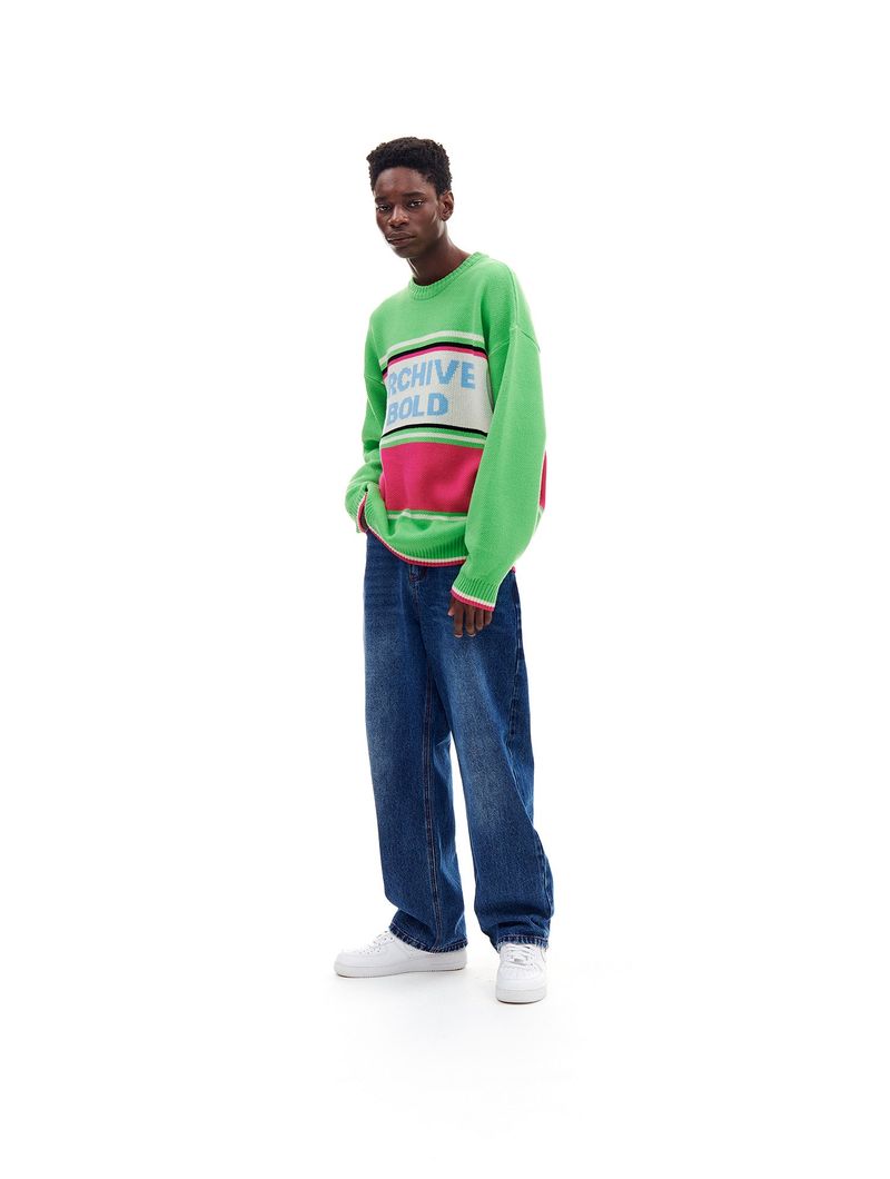 AB STRIPE PANEL KNIT (GREEN)