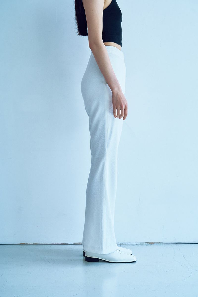 antique jacquard bootscut pants_white