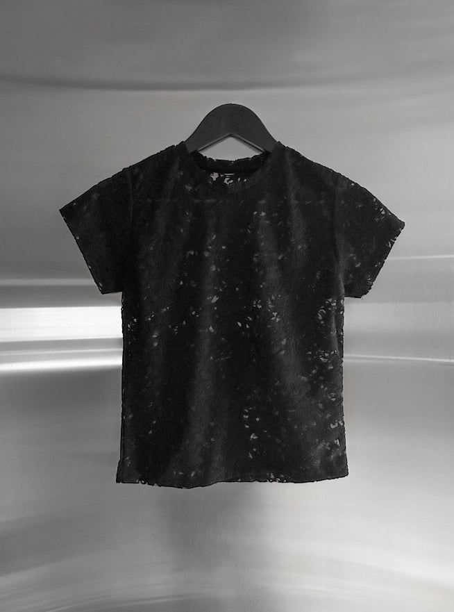 Floral Punching Lace Short Sleeve Tee