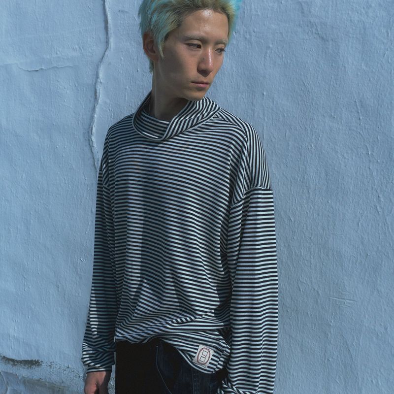 Jersey stripe turtleneck / Ivory
