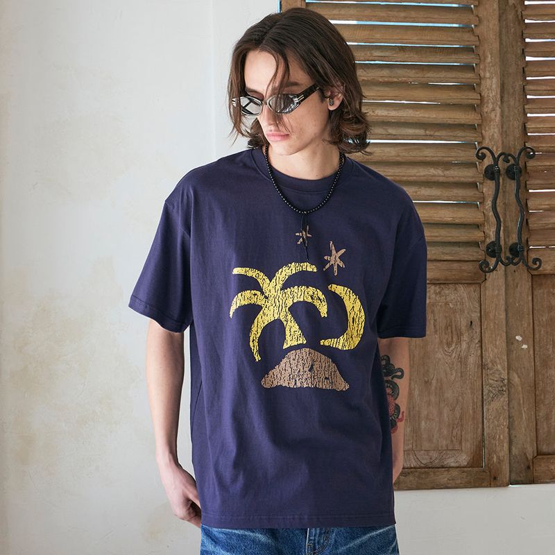 Tropical Half Sleeve T Navy