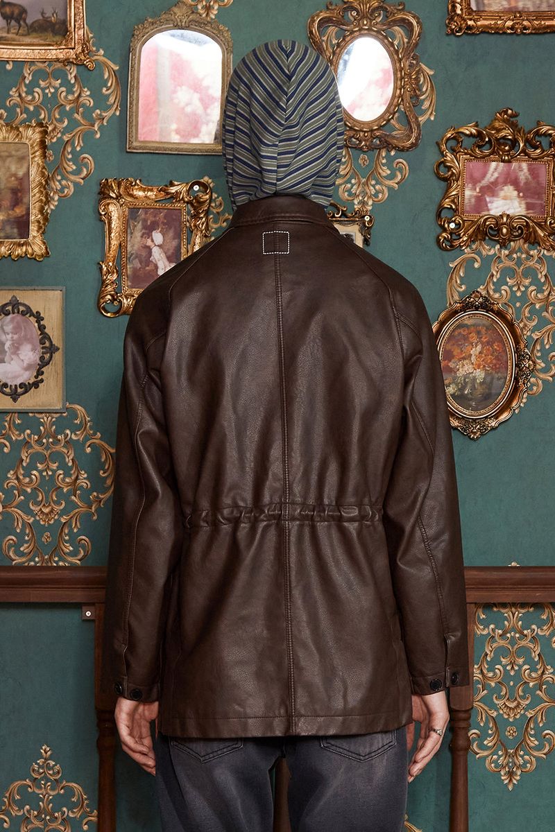 WASHED LEATHER FIELD JACKET / BROWN