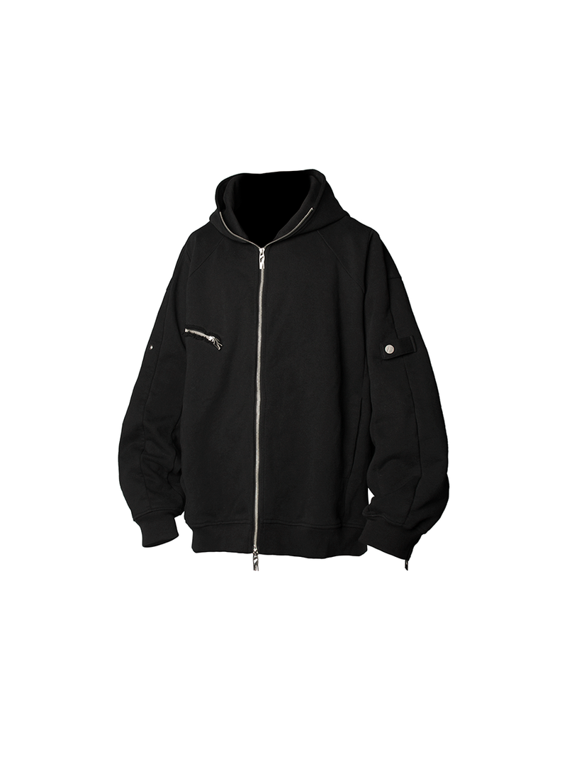 2510SWEAT_RELABEL Three-dimensional Composition (Track) Triple Zip Fully Detachable Cut-outs Patchwork Multi-wear Zip Sweater