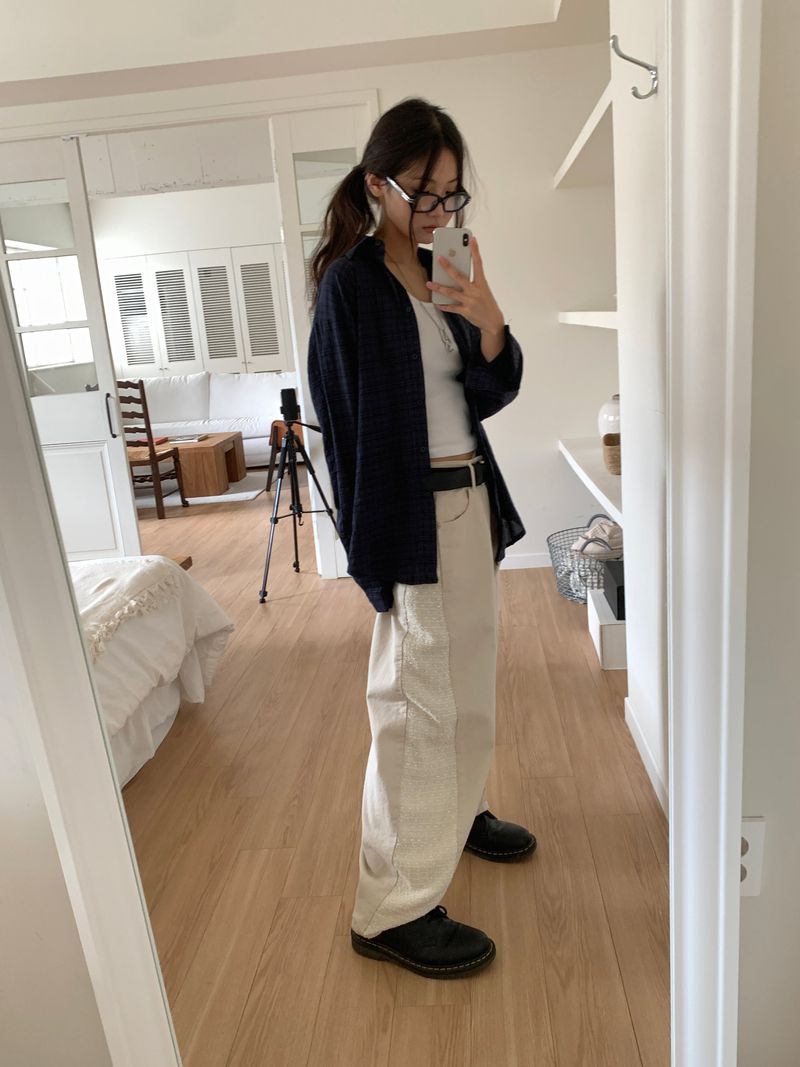 TWILL MIX CURVED PANTS (2C)