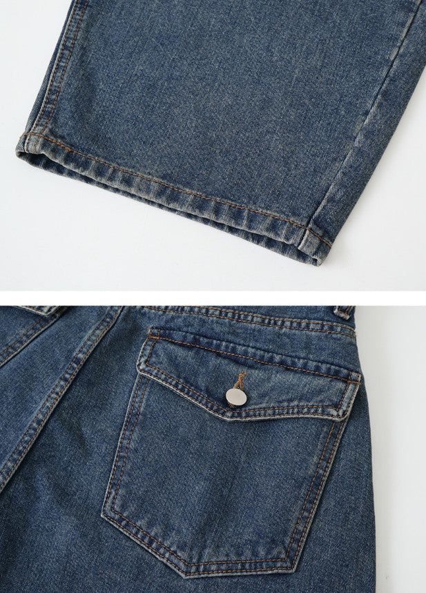 Back Flap Pocket Washed Wide Denim Pants (2color)