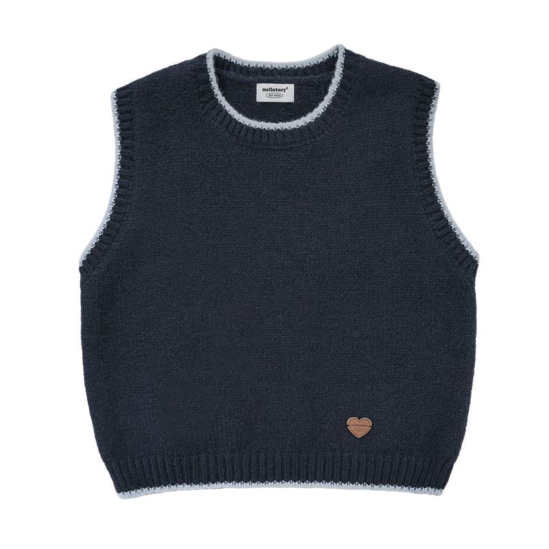 SIMPLE LINE KNIT VEST (Navy)