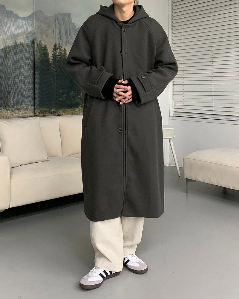 AZ Long Wool Hooded Coat (3 colors)
